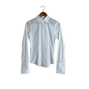 Denver Hayes fitted off white button down shirt